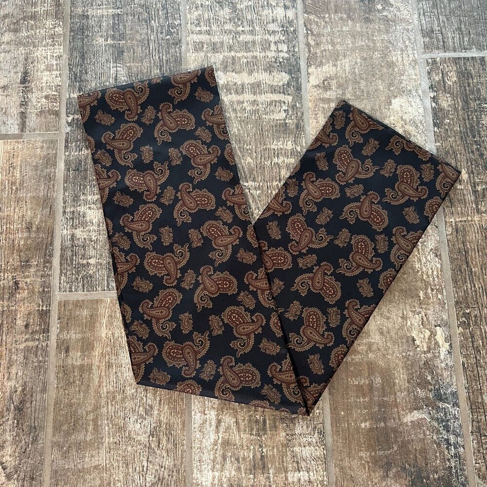 Black Brown Paisley Sash Scarf 7"x 62"